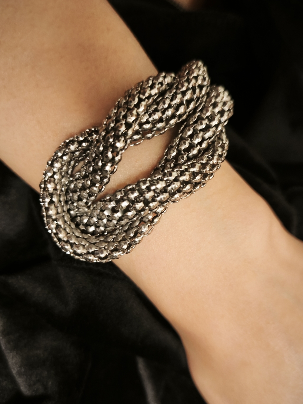 Silver Braided Chain Multi-Strand Bracelet - Women Jewelry